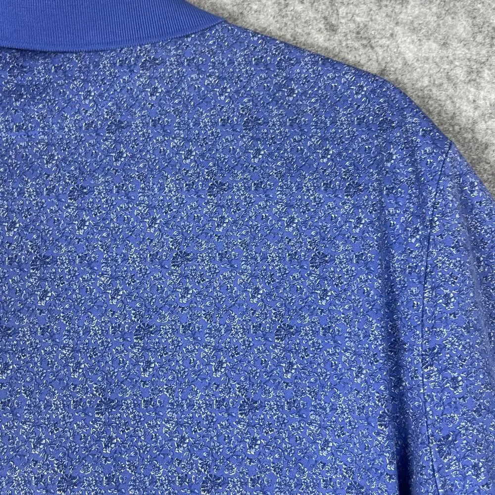 Polo Ralph Lauren Polo Shirt Mens Large Blue Floral Soft Cotton Pony Preppy AOP